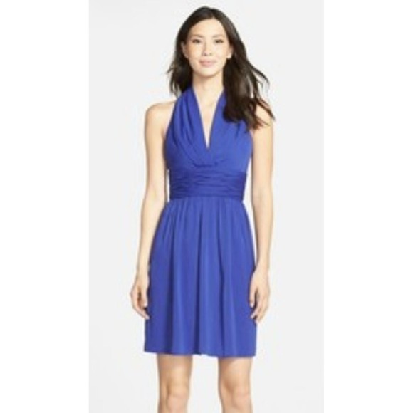 Marc New York Dresses & Skirts - NWT Marc New York Dress Chiffon Halter Fit Flare Dress size 6 violet blue
